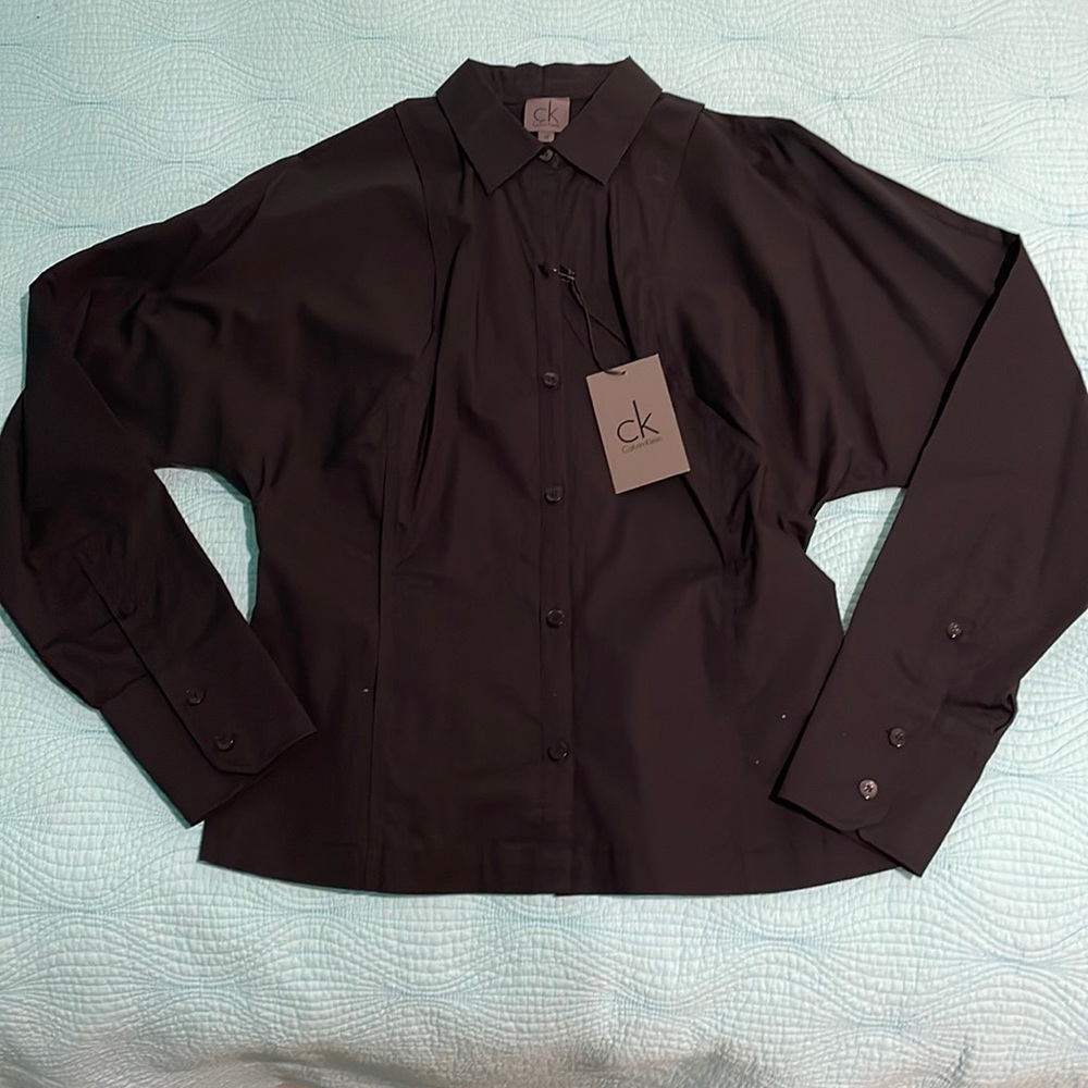 Ck Calvin Klein black cotton blend button shirt